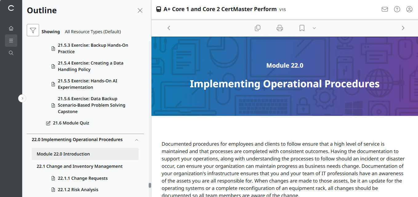 CompTIA A+ Core 1 & 2 CertMaster Perform  (V15)
